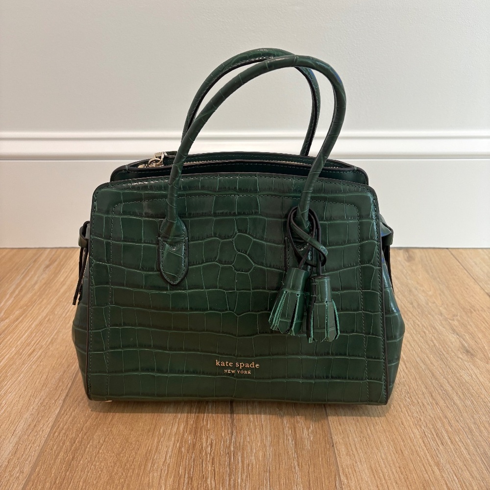 Kate Spade Knott Croc Embossed Leather Medium Satchel